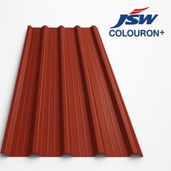 JSW Colouron+ Premium Colour Coated Roofing Sheets (BRICK RED Colour) - DOUBLE RIPPED TRAPEZOIDAL PROFILE
