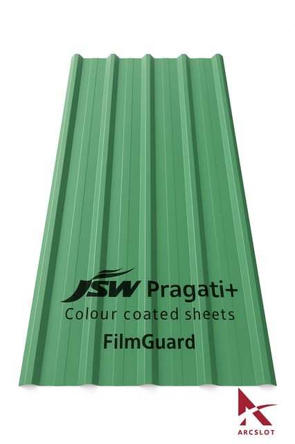 JSW Pragati+ AZ 70 Colour Coated Roofing Sheets (MIST Green) - DOUBLE RIPPED TRAPEZOIDAL PROFILE