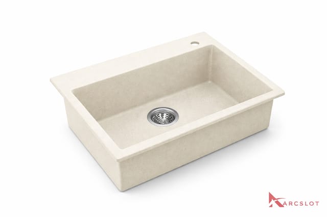 Kitchen Quartz Sink - Small ( Ivory Colour )