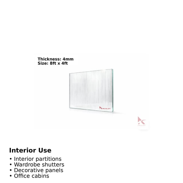 Polycarbonate Fluted Solid Sheet- 4MM (Clear)